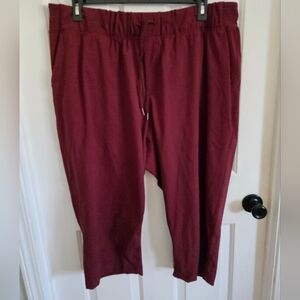 Livi Active Lane Bryant Cropped Pants Women 18/20 Burgundy Pull On Stretch